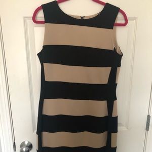 Tan & Black Striped Dress